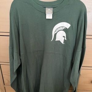 Knights Apparel green/white LS M tunic length top for Michigan State University